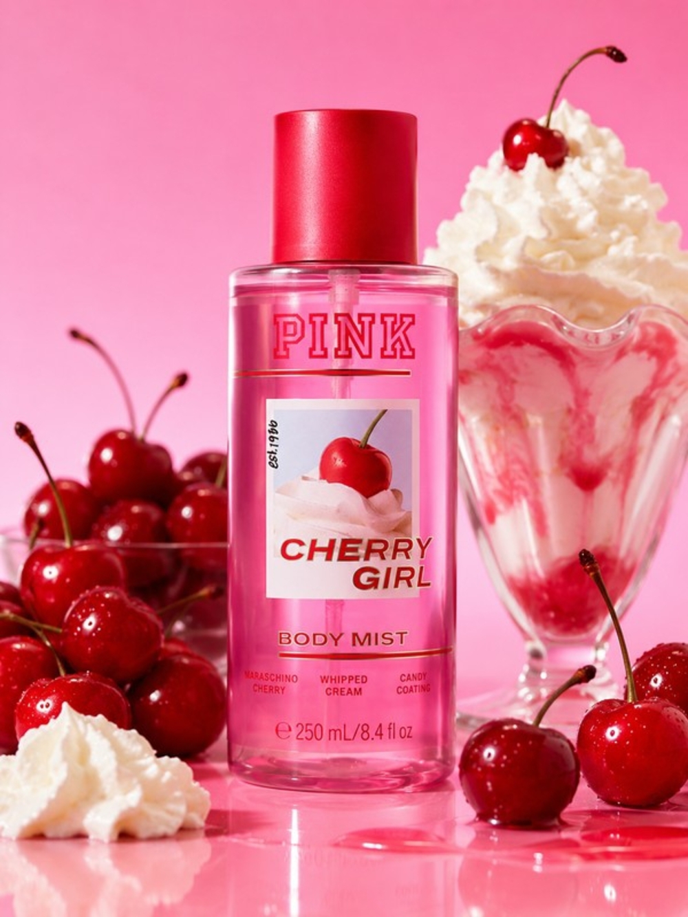 PINK Victoria's Secret Cherry Girl Pink Body Mist Bottle